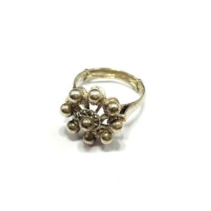 Vintage Floral Bead SILVER Boho Hippie Ring 6.5 7